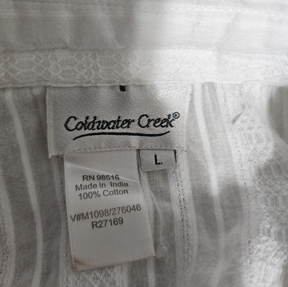 🧨 Cotton Creek White Pintuck Lace Short Sleeve Button Up Fitted Shirt - Picture 5 of 5